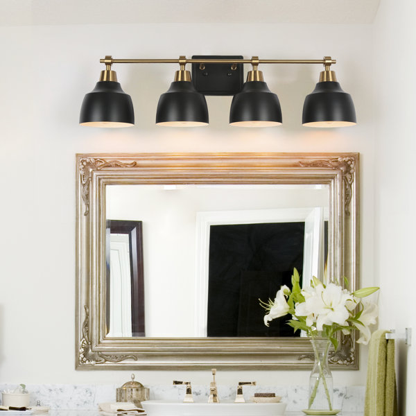 17 Stories Escarment 4 Light Black and Gold Vanity Light & Reviews